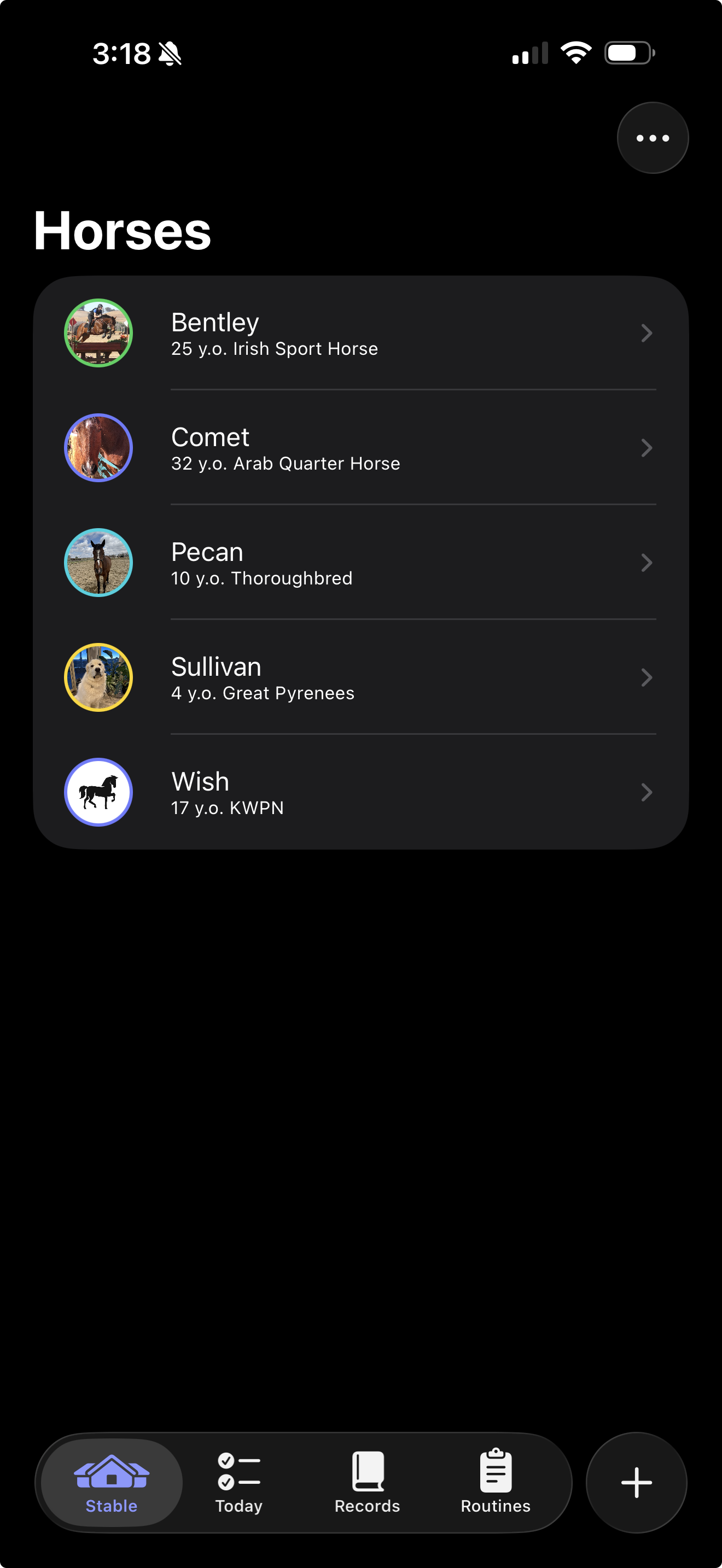 The Hoofprints Stable screen